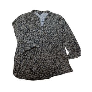 Cocomo Geometric Print Blouse Roll Tab Sleeve Flowy Satin Feel Womens 2XL